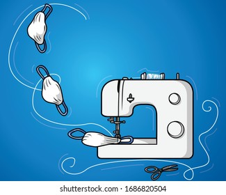 Decorative Sewing Machine Making Face Masks