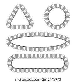 Decorative shape frames. Triangle circle forms. Ornamental vector border. Fine outline detail.