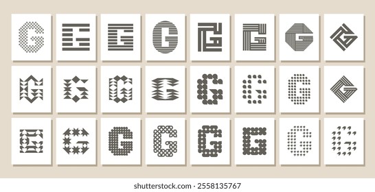 Decorative shape letter G logo branding set