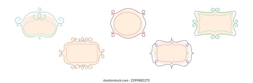 Decorative Shaped Frames with Swirling Line Vector Set