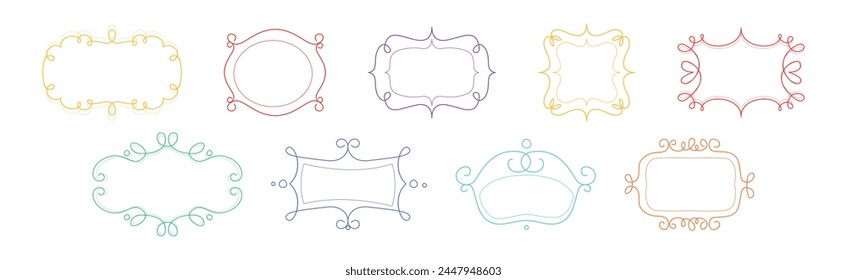 Decorative Shaped Frames with Swirling Line Vector Set