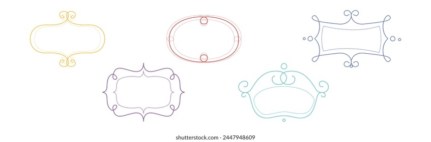 Decorative Shaped Frames with Swirling Line Vector Set