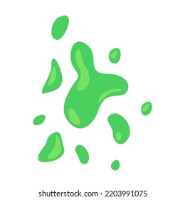 Decorative shapes and liquid borders for design. Toxic green slime flat for web design. Cartoon slimy goo splashes, blobs and mucus drops isolated vector