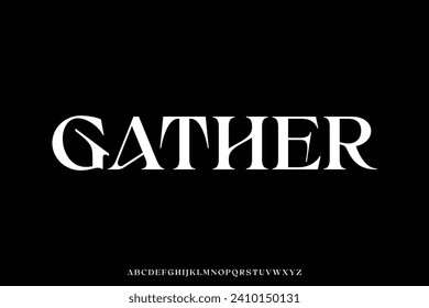 Decorative sharp serif alphabet display font vector illustration