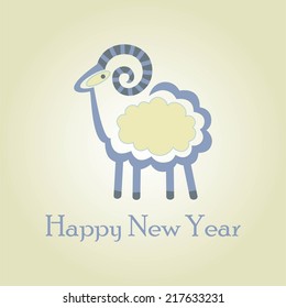 decorative sheep on a bright background for a card