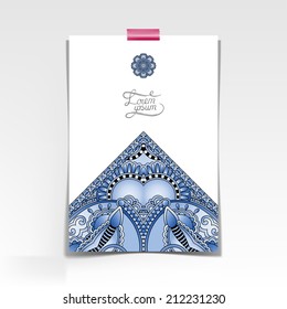 decorative sheet of paper with oriental floral design and place for your text, vector illustration