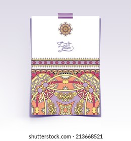 decorative sheet of paper with oriental floral design and place for your text, vector illustration