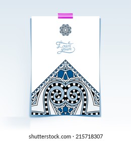 decorative sheet of paper with oriental floral design and place for your text, vector illustration