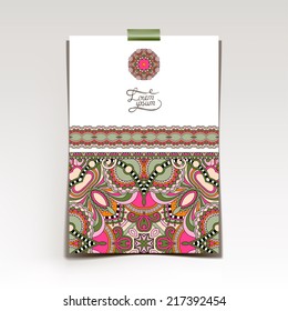decorative sheet of paper with oriental floral design and place for your text, vector illustration