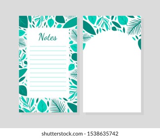 Decorative sheets for notes cartoon vector illustration