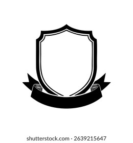 Decorative shield design with ornate ribbon elements for a custom emblem or logo creation