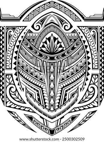 Decorative shield tattoo in Polynesian style. Good for stickers, ink and prints