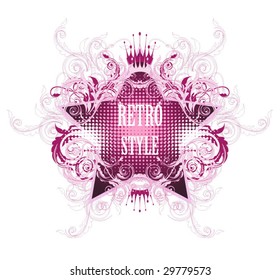 Decorative shield-star with floral pattern.