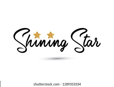 Decorative Shining Star Text with Golden Glitter Stars 