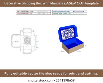 Decorative Shipping Box Mandala Pattern Dieline Template
