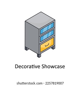 Decorative Showcase Vector Isometric Filled Outline icon for your digital or print projects.