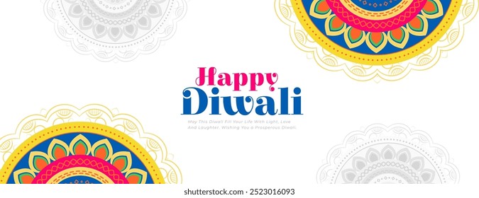 Vector de diseño de Anuncio blanco Rangoli festivo decorativo Shubh Diwali