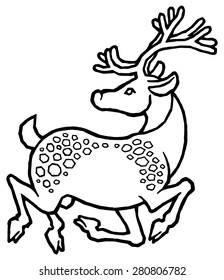 decorative sika deer - vector illustration