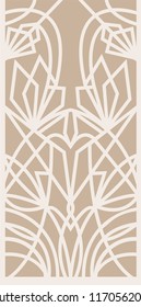 Decorative Silhouette For Cutting Card, Door, Gate, Window. Art Deco Flowers Pattern. Laser Cut. Ratio 1:2 Vector Illustration