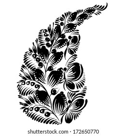 decorative silhouette of a floral paisley