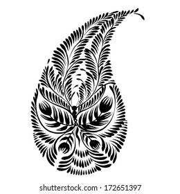 decorative silhouette of a floral paisley