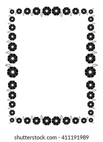  Decorative silhouette frame with floral elements for decoration of the wedding invitations and birthday cards. Vector clip art.