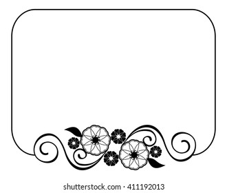  Decorative silhouette frame with floral elements for decoration of the wedding invitations and birthday cards. Vector clip art.
