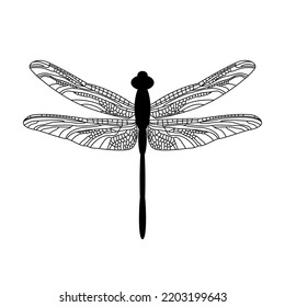 Decorative silhouette of an insect isolated on a white background. Template for printing on t-shirts, mugs, posters, postcards
