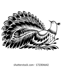 decorative silhouette of a peacock