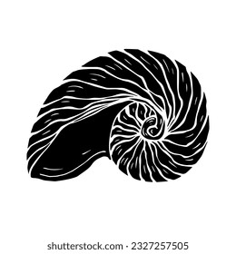 Silueta decorativa de una concha de mar.Gráficos vectores.