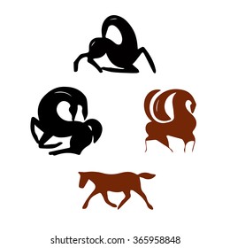 decorative silhouettes of horses