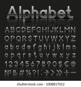 Decorative silver alphabet. Vector illustration.
