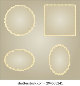 Decorative silver frame Circle oval and square on the silver background vector illustration