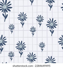 Decorativo y sencillo patrón de flor de manzanilla sin fisuras. Sencillo fondo floral interminable. Diseño estilizado para tela, impresión textil, envoltura, cubierta. Ilustración del vector