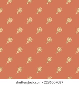 Decorative simple chamomile flower seamless pattern. Simple floral endless background. Stylized design for fabric, textile print, wrapping, cover. Vector illustration