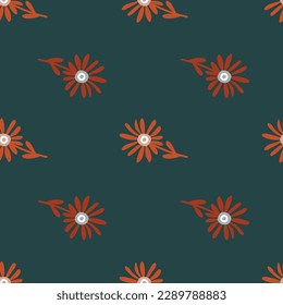 Decorative simple chamomile flower seamless pattern. Simple floral endless background. Stylized design for fabric, textile print, wrapping, cover. Vector illustration