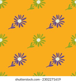 Decorativo y sencillo patrón de flor de manzanilla sin fisuras. Sencillo fondo floral interminable. Diseño estilizado para tela, impresión textil, envoltura, cubierta. Ilustración del vector