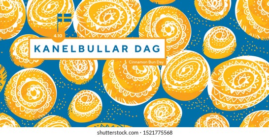 Decorative simple cinnamon rolls for card, header, invitation, poster, social media, post publication. Bakery bun Kanelbullar day vector illustration. 
