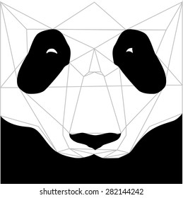 decorative simple design panda bear head black and white square geometrical