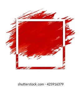 Decorative Simple Frame With The Background Of Red Paint Stroke