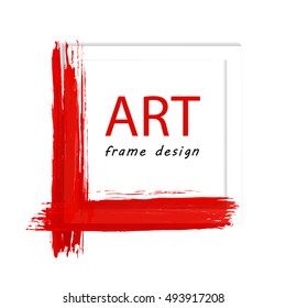 Decorative simple frame with the background of red paint stroke