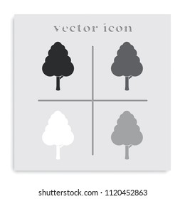 Decorative simple tree flat black and white vector icon.