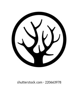 Decorative Simple Tree Logo in the Circle. Vector illustration