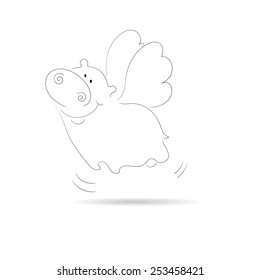 Decorative sketch with cartoon hippo  for your design