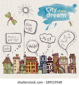 decorative sketch of city