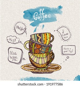 decorative sketch of cup of coffee