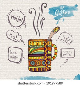 decorative sketch of cup of coffee