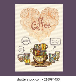 decorative sketch of cup of coffee