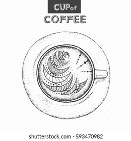 Decorative sketch of cup of coffee or tea
