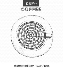 Decorative sketch of cup of coffee or tea